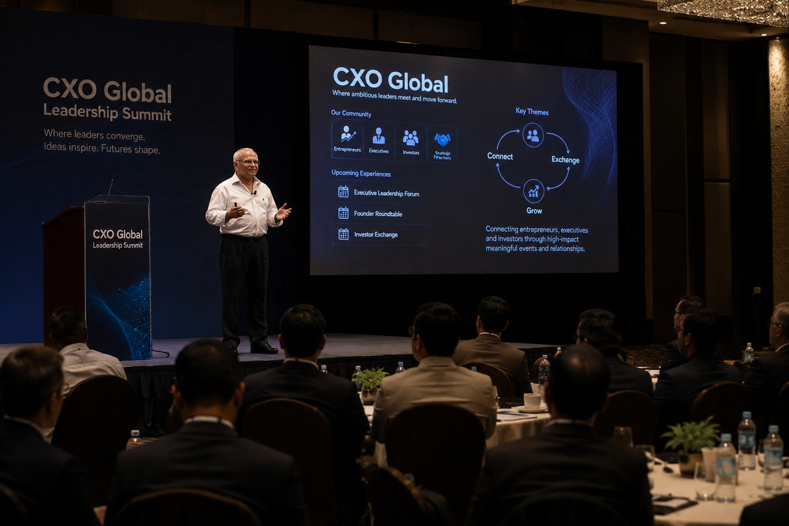 CXO Global Leadership Summit presentation attended by business leaders